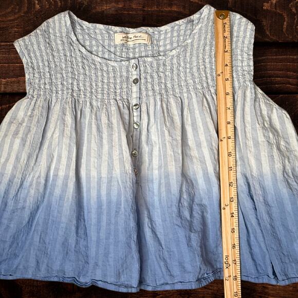 Free People We The Free Little Bit of Something Ombre Oversized Smocked Blouse - Picture 7 of 8